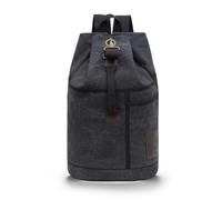 LOVIVER Canvas Rucksack Backpack Bag Knapsack Satchel With Classic Washed Canvas And Adjustable Shoulder Straps Drawcord Opening And Organizer Sections, Array, Black, Large