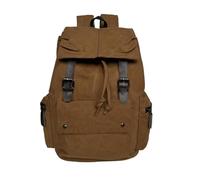 LOVIVER Canvas Rucksack Backpack Daypack Satchel Bag With Heavy Duty Washed Canvas And Pu Accents Ergonomic Straps And Large Capacity Suitable for school office weekend travel, Coffee