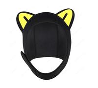 LOVIVER Cat Ears Scuba Diving Hood Surfing Hat Headgear Dive Hood Swimming Cap Neoprene Wetsuit Hood for Sailing Underwater Swimming, black yellow ear M