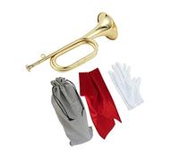 LOVIVER Cavalry Trumpet Marching Bugle Music Instrument Classic Scouting Trumpet Bugle Brass for Cavalry Orchestra Band Adults Children, C