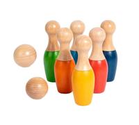 LOVIVER Children Bowling Game Wooden Bowling Set Toy Pins Balls Beech Material Solid Balls Colorful Pin Bodies Indoor Play Motor Skill Development, Small Size Wooden Bowling Set