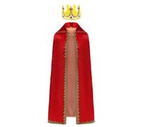 LOVIVER Children Performance Cape Sovereign Cloak Costume Robe With Crown Polyester Stand Front Opening suitable for school plays holiday pageants creative, 150CM, Cape + Crown