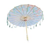 LOVIVER Chinese Oiled Paper Umbrella with Tassel Decor, Chinese Japanese Umbrella, Antique Oriental Parasol, Parasol Vintage Asian Silk for Wedding Parties Photography Costumes Cosplay Props, Style B