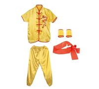 LOVIVER Chinese Traditional Wushu Costume Kung Fu Uniform Exercise Gong Uniform Suit for Men Women Soft Dragon Embroidery, Yellow 120
