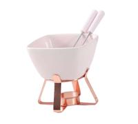 LOVIVER Chocolate Fondue Mug with 2 Forks, 300ml/10.5oz Kitchen Gadgets Ceramic Fondue Cup Butter Heater Tea Light Melting Hot Pot Warmer Mug for Candy Snack Chocolate Butter, Pink Rose Gold Rack