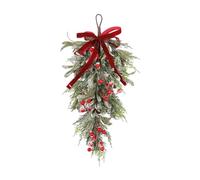 LOVIVER Christmas Teardrop Swag, Front Door Wreath Christmas Garland Artificial Decorations for Stairs, Hanging Wall Swags, Artificial Wreath for Celebration Thanksgiving Wedding Anniversary