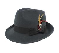 LOVIVER Classic Panama Jazz Top Hat Short Brim Trilby Hat Casual Sun Hat Fedora Hats for Men and Women Horseback Riding Outdoor Travel Decor, Grey