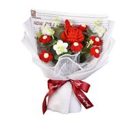 LOVIVER Crochet Flower Bouquet Eternal Blessing Spring Ornament Knitted Flower Bouquet Handmade for Party Valentine's Day Women Gift, White