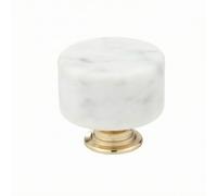 LOVIVER Cylindrical Cabinet Knob with Marble Top, White, Color to 4, Modern Luxury