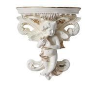 LOVIVER Decorative Floating Shelf Organizer Cherub Ornament Resin Statue Figurine Angel Wall Sculpture for Books Office Picture Frame, Cream