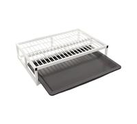 LOVIVER Dog Potty Tray Dog Litter Box Pull Out Mesh Grids with Drawer Tray Training Toilet Pet Toilet for Cold Bedroom Early Mornings, White