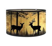 LOVIVER E27 Lamp Shade Home Decor Office Hotel Retro Design Bedroom Light Cover Printed Deer Lampshade for Pendant Lights Floor Lamps, Style C