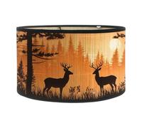 LOVIVER E27 Lamp Shade Home Decor Office Hotel Retro Design Bedroom Light Cover Printed Deer Lampshade for Pendant Lights Floor Lamps, Style D