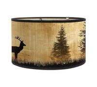 LOVIVER E27 Lamp Shade Home Decor Office Hotel Retro Design Bedroom Light Cover Printed Deer Lampshade for Pendant Lights Floor Lamps, Style A