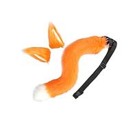 LOVIVER Ears and Tail for Kids Adults Bendable Tail Cat Ear Hair Clip Adjustable Belt for Halloween Performance Prom Party, Orange