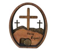 LOVIVER Easter Desktop Decoration Wooden Artwork Sign He is Risen Collection Bookshelf Office Dining Room Cabinet Religious Ornament