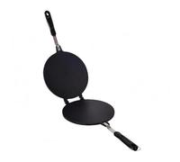 LOVIVER Egg Roll Wafer Maker Double Sided Skillet With Embossed Plates And Long Handles Aluminum Alloy For stovetop snacks brunch, Black, 18CM Flat