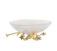LOVIVER Elegant Decorative Bowl with Branch Base | Rippled Surface Pattern, Raised Leaf and Flower Details, Decorative Fruit Bowl, for Tabletop