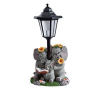 LOVIVER Elephant Garden Statue Animal Figurine with Solar Lights Modern Crafts Decoration Gift Ornament Resin Sculpture for Courtyard