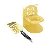 LOVIVER Elevated Cat Bowl Cat Litter Stainless Steel Pet Supplies Removable Pet Feeder Food Container for Apartment Home Indoor, Yellow