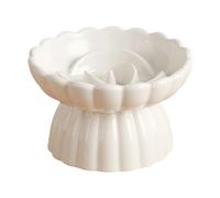 LOVIVER Elevated Cat Food Bowl Snack Bowl Pet Feeding Dish Ceramic Slow feed Dish Slow Feeder for Hamster Small Pet Puppy, White