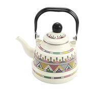 LOVIVER Enamel Kettle Tea Pot Enamelware Easy to Carry Easy to Fill 1.7L Boiling Pot Water Jug for Domestic Living Room Decor Kitchen, Grey White