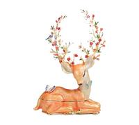 LOVIVER Enameled Jewelry Box Elk Trinket Box 12cm Decorative Jewelry Box Hand Painted Christmas Animal Figurine Delicate Christmas Gift for Women Girls, orange