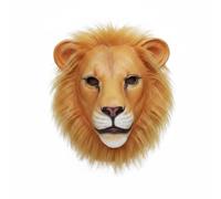 LOVIVER Festival Costume Headgear Lion Head Full Coverage Latex Facepiece with Realistic Furry Mane for Cosplay Parties Halloween Celebrations and Themed Occasions, Orange, Closed Mouth Lion