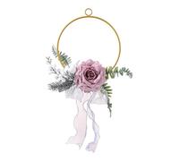 LOVIVER Floral Hoop Wreath Artificial Rose Flower Wreath Seasonal Door Decor Garland for Photo Prop Living Room Mantle Shop Farmhouse, Purple