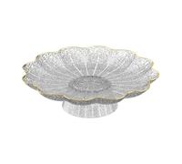 LOVIVER Footed Fruit Bowl Snack Stand Centerpieces Versatile Modern Snack Candy Storage Tray Fruit Holder for Candy Birthday Wedding, white silver base