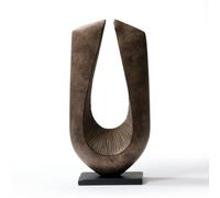 LOVIVER Geometric Sculpture Abstract Statue Decorative Ornament Modern Resin Figurine With Central Hollow Design On Solid Black Base Suitable for hallway, Modern Minimalist Geometric Sculpture A