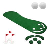 LOVIVER Golf Carpet Putting Mat Rug Green Portable Foldable Polyester Fiber With Rubber Backing Helps Stroke Control suitable for home office indoor, 61 200cm, Putting Mat Set