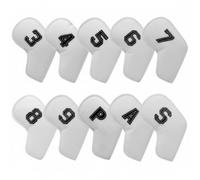 LOVIVER Golf Club Head Cover Golf Iron Headcover Set Iron Covers Headcovers With Large Embroidery PU Leather Soft Padding Waterproof Stain Resistant Secure, White