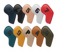 LOVIVER Golf Club Head Cover Golf Iron Headcover Set Iron Covers Headcovers With Large Embroidery PU Leather Soft Padding Waterproof Stain Resistant Secure, Mixed Color