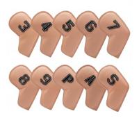 LOVIVER Golf Club Head Cover Golf Iron Headcover Set Iron Covers Headcovers With Large Embroidery PU Leather Soft Padding Waterproof Stain Resistant Secure, Skin Color