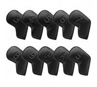 LOVIVER Golf Club Head Cover Golf Iron Headcover Set Iron Covers Headcovers With Large Embroidery PU Leather Soft Padding Waterproof Stain Resistant Secure, Black