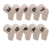 LOVIVER Golf Club Head Cover Golf Iron Headcover Set Iron Covers Headcovers With Large Embroidery PU Leather Soft Padding Waterproof Stain Resistant Secure, Apricot