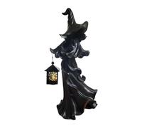 LOVIVER Halloween Witch Statue Resin Lantern Witch Figure, Faceless Ghost Sculpture, Decorative Gothic Spooky Standing Desktop Ornament Sculpture for Halloween Home Haunted House Decor, Black