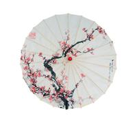 LOVIVER Handmade Oriental Oil Paper Parasol, Chinese Classical Umbrella Windproof, Ancient Dance Oiled Paper Umbrella for Costume Village Scenery Wedding Events, Pear Blossom, Style F