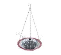 LOVIVER Hanging Bird Bath Bird Feeder Metal Chains with Hook 9 inch Lightweight Birdbath with Fountain for Patio Outside Lawn Garden, Violet