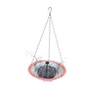 LOVIVER Hanging Bird Bath Bird Feeder Metal Chains with Hook 9 inch Lightweight Birdbath with Fountain for Patio Outside Lawn Garden, Pink