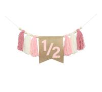 LOVIVER Happy 6 Month Banner Birthday Decoration Decorations High Chair Banner Boho Garland Banner for Nursery Baby Shower Party Girl, Pink