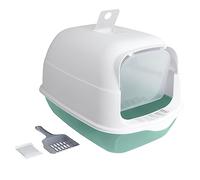 LOVIVER Hooded Cat Pet Enclosed and Covered Cat Toilet Pan Toilet Kitty Litter Tray Kitten Potty for Small and Medium Cats, Green