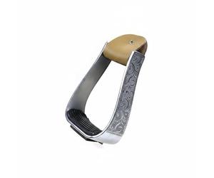 LOVIVER Horse Stirrups Aluminum Alloy Riding Pedals With Non Slip Rubber Pad Engraved Floral Barrel Design Adult Equestrian Equipment Suitable for event practice club rides endurance routes