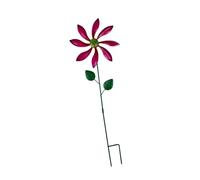LOVIVER Iron Wind with Stake Flower Garden Stake Waterproof Ornament Yard Art Windmill Sculpture for Courtyard Driveway, rose red