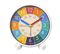 LOVIVER Kids Learning Time Alarm Clock with Color Coded Zones Silent Non Ticking Children Clock Stylish Educational Time Clock for Kids Learning to Tell Time