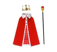 LOVIVER King Robe Crown Cosplay Costume Set with Stick,Sturdy Queen Robe for Kids Adults, Red