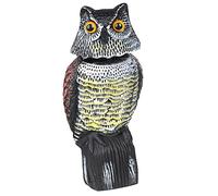 LOVIVER Large Owl Decoy With Rotating Head Bird/Pigeon/Seagull/Crow Scarers Plastic Bird Deterrent for Garden