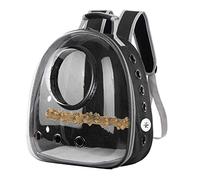 LOVIVER Lightweight Bird Carrier, Transparent and Breathable Outdoor Backpack, Suitable for Parrot Pets Habitat, Black