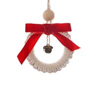 LOVIVER Macrame Bell, Woven Wall Hanging, Handmade Wind Chime Pendant Red Bowknot for Party Christmas Living Room New Year Home